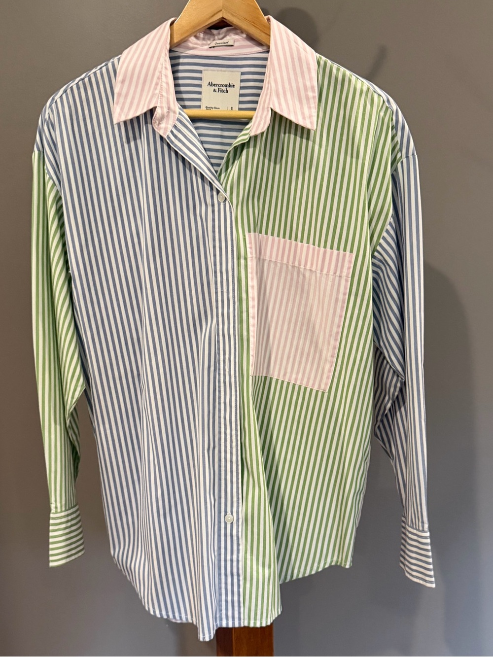 Abercrombie & Fitch Women’s Oversized Multi-Stripe Button-Up Shirt